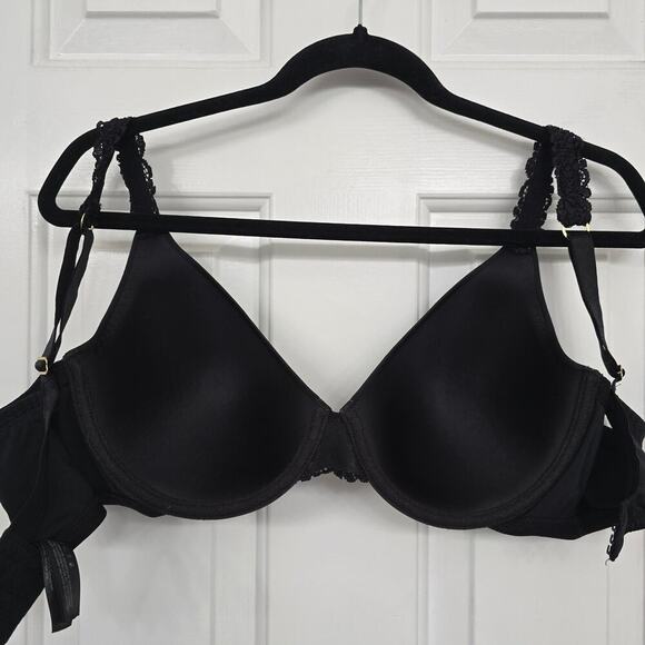Natori black Pure Luxe Underwire T-Shirt Bra adjustable straps size 38D lace - Picture 6 of 6